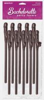 Black Pecker Bachelorette Party Straws - Bachelorette Brown Penis Straws 10 Pack